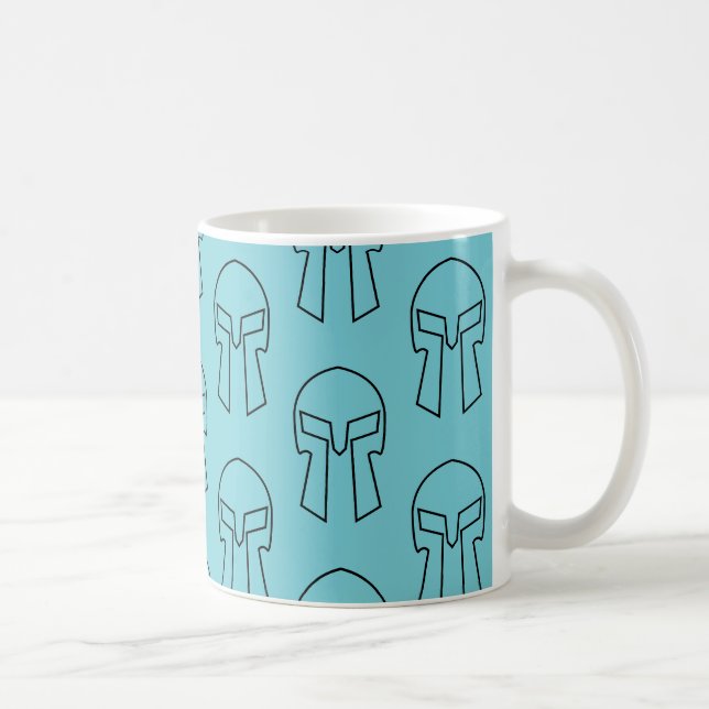 Caneca De Café Capacete espartano - Mug Clássico Branco de 11 oz (Direita)