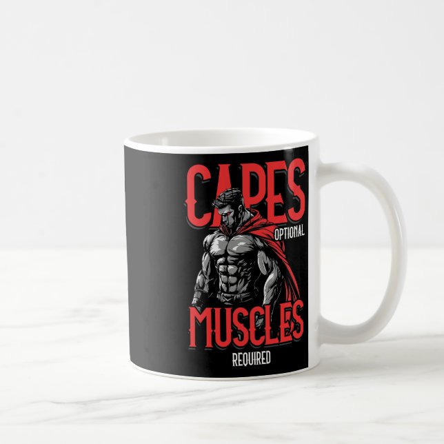 Caneca De Café Capes Optional Muscles Required Funny Gym Meme 1  (Direita)