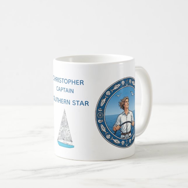 Caneca De Café Capitão de Iate (Frente Esquerda)