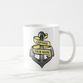 Caneca De Café Capitão de navio customizável sua âncora conhecida