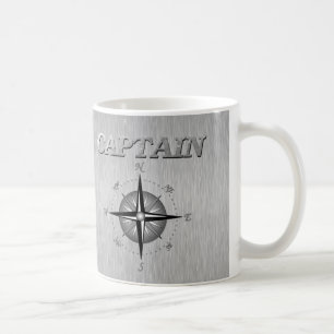 Caneca De Café Capitão de prata com rosa de compasso
