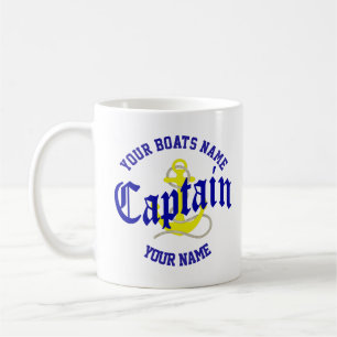 Caneca De Café Capitão e âncora de barco