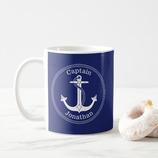 Caneca De Café Capit?o náutico Personalized da ancora