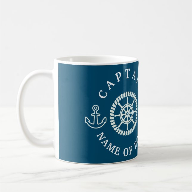 Caneca De Café Capitão/Nome do Barco Náutico Personalizado Editáv (Esquerda)