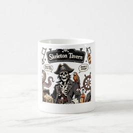 Caneca De Café Capitão Pirata Esqueleto Quadrinho Vintage