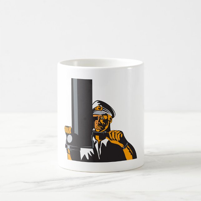 Caneca De Café Capitão Submarino Náutico Usando Periscópio (Criador carregado)