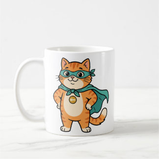 Caneca De Café Capitão Whiskerton – Lindo Gato Laranja Super-Heró