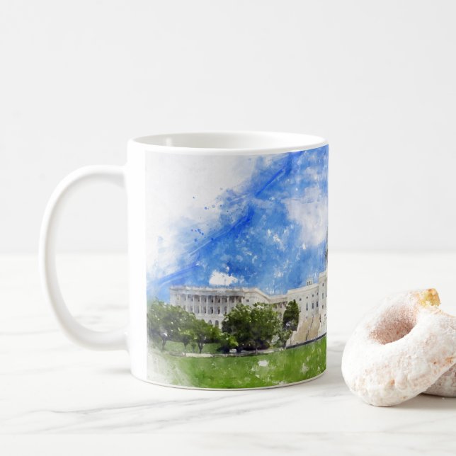 Caneca De Café Capitol dos Estados Unidos em Washington DC Desenh (Com Donut)