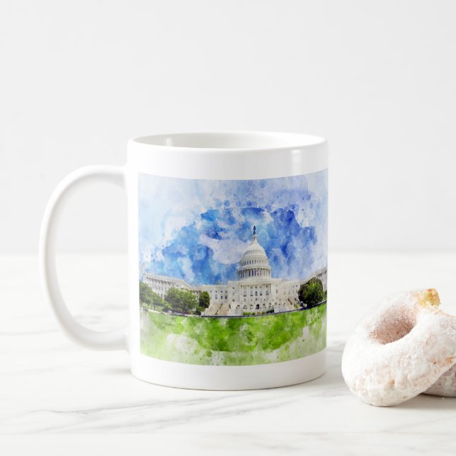 Caneca De Café Capitólio dos Estados Unidos em Washington DC Wate (Com Donut)