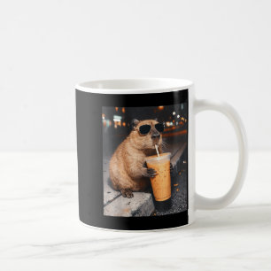 Caneca De Café Capivara Bebendo Café Gelado Meme Engraçado de Ani