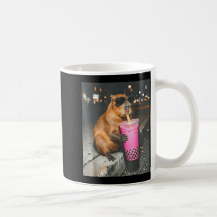 Caneca De Café Capivara bebendo chá de boba gelado meme engraçado