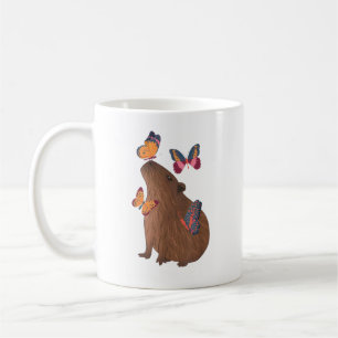 Caneca De Café Capivara Engraçada com Borboleta – Animal Roedor F