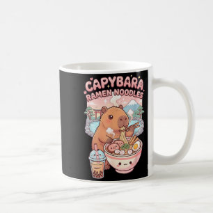 Caneca De Café Capivara Engraçada Comendo Macarrão Ramen Kawaii