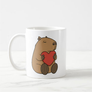 Caneca De Café Capivara Fofa Abraçando Coração do Dia dos Namorad