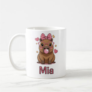 Caneca De Café Capivara Fofa com Óculos e Chiclete