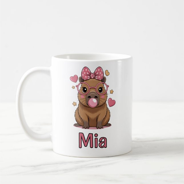 Caneca De Café Capivara Fofa com Óculos e Chiclete (Esquerda)