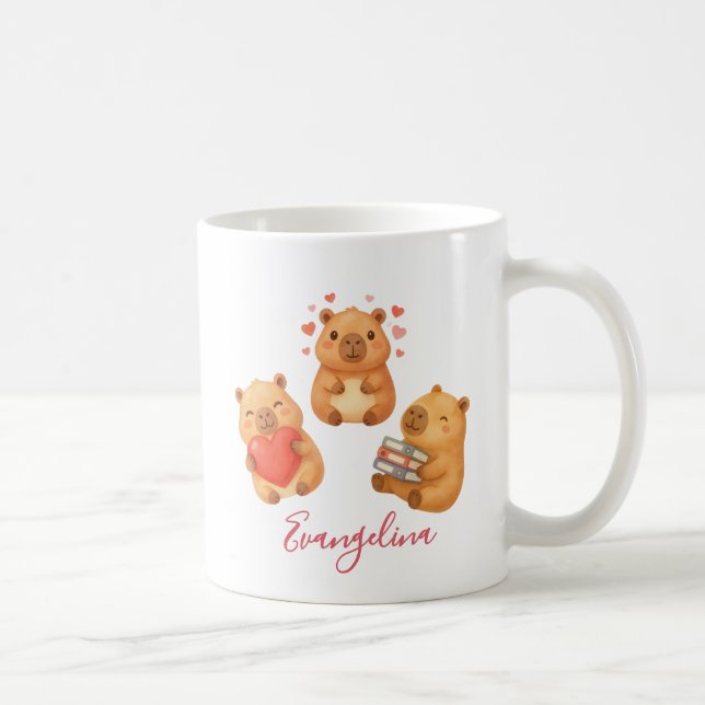 Caneca De Café Capivara Personalizada de Aquarela Fofa (Direita)