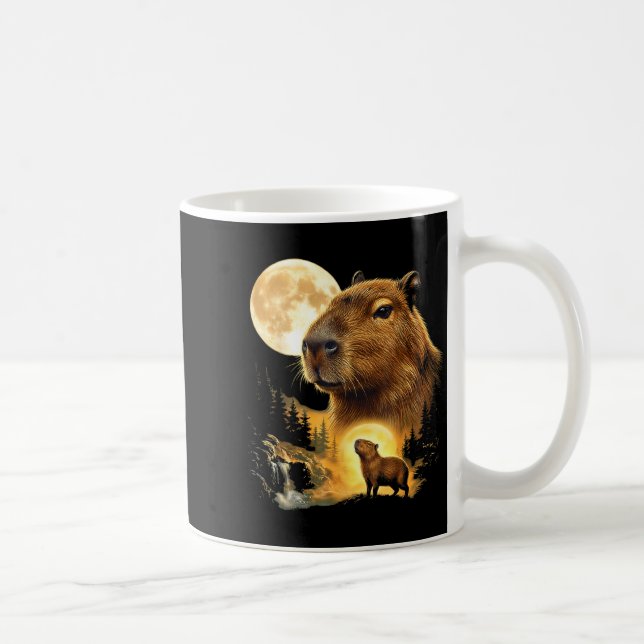 Caneca De Café Capivara uivando para a lua meme 90s animal (Direita)