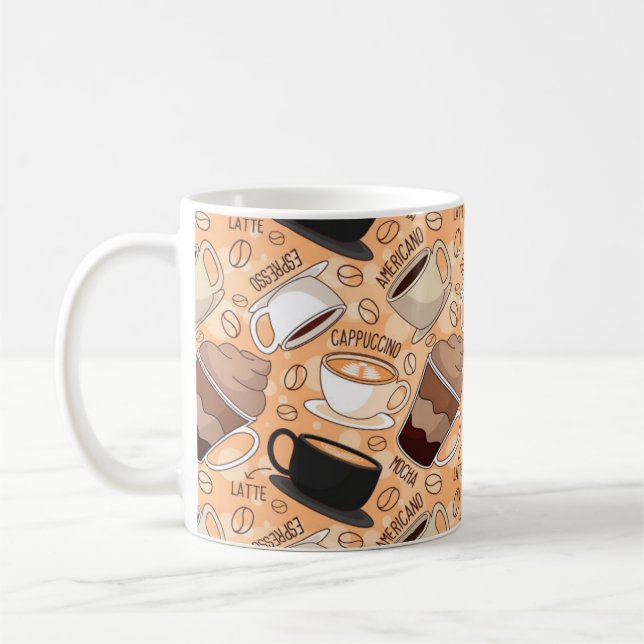 Caneca De Café Cappuccino, Espresso, Latte, Mocha, Americano Dive (Esquerda)