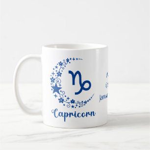 Caneca De Café Capricor Zodíaco Astronomia Aniversário Azul Branc