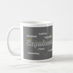 Caneca De Café Capricórnio Aquarela Cinza Signo Astrologia Zódia
