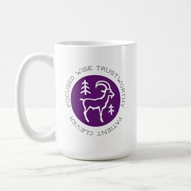 Caneca De Café Capricórnio Roxo - Traço de Astrologia (Esquerda)