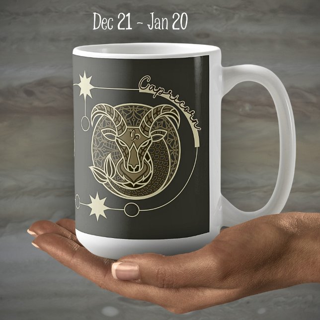 Caneca De Café Capricórnio - Símbolo Zodiac Astrologia Mandala Es (Criador carregado)