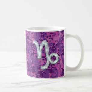 Caneca De Café Capricórnio - Símbolo Zodíaco - Camuflagem Digi