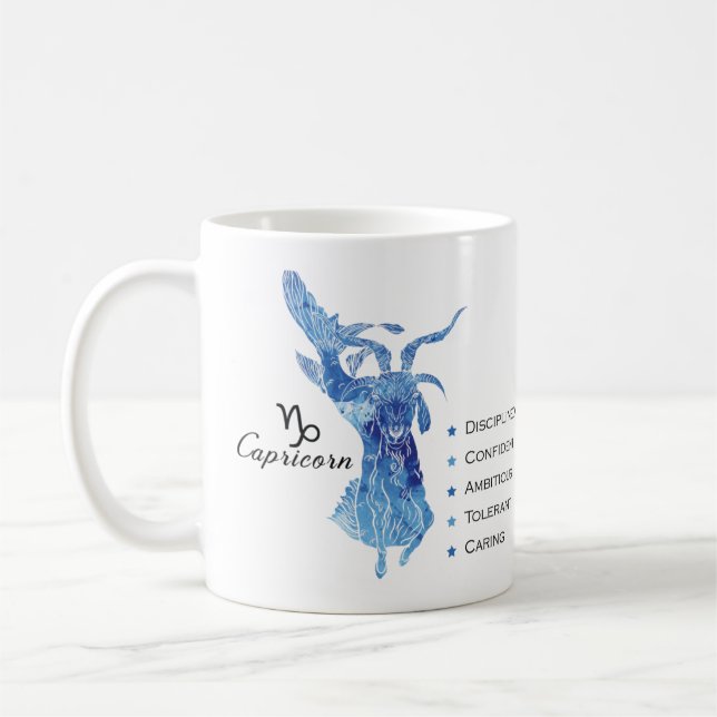 Caneca De Café Capricórnio Zodiac Traços (Esquerda)