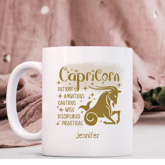 Caneca De Café Capricórnio Zodiac Traços Personalizados Horoscópi