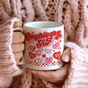 Caneca De Café Capricórnio Zodiac Traços Retro Namorados