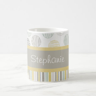 Caneca De Café Cápsula de café personalizada, círculo amarelo e C