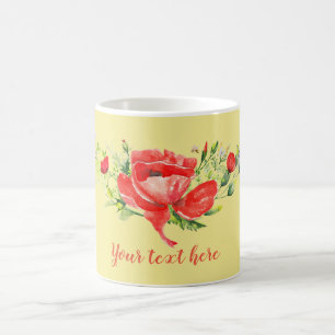 Caneca De Café Cápsulas Vermelhas de Aquarela Personalizadas