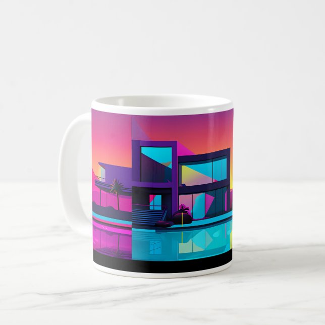 Caneca De Café Captivando Ilustração de um Edifício em Arte Pop (Frente Esquerda)