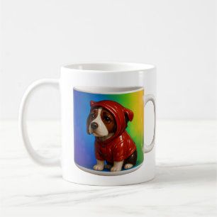Caneca De Café Capuz de Arco-Íris de Cachorrinho Triste