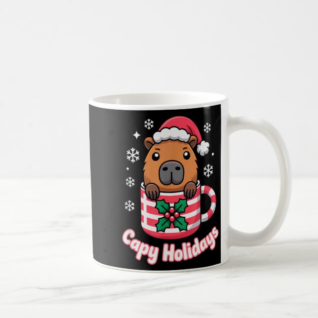 Caneca De Café Capy Holidays Cute Capybara Christmas Santa Hat  (Direita)