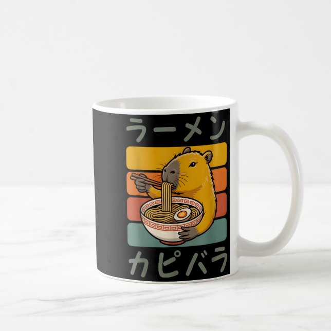 Caneca De Café Capybara Anime Graphic Ramen Kawaii Japanese Vinta (Direita)