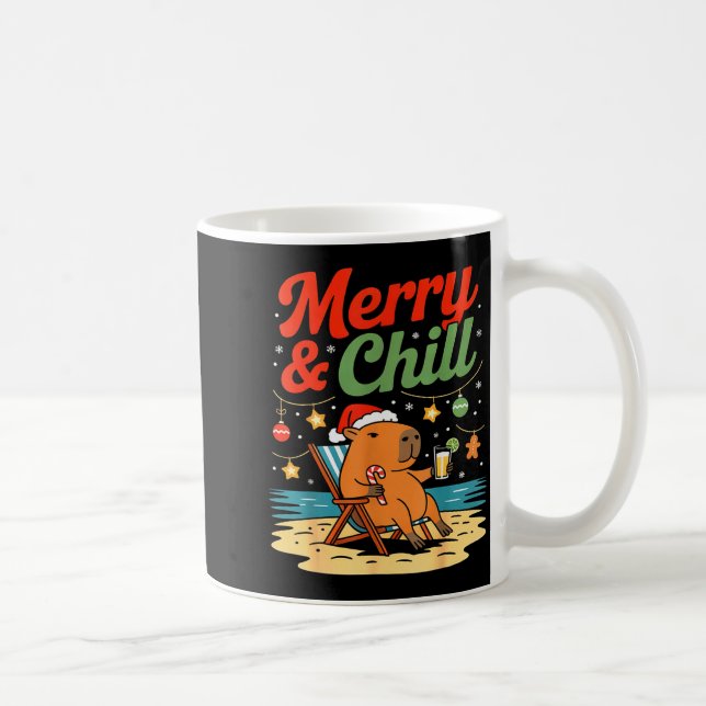 Caneca De Café Capybara Christmas Holiday Beach Vibes Merry And C (Direita)