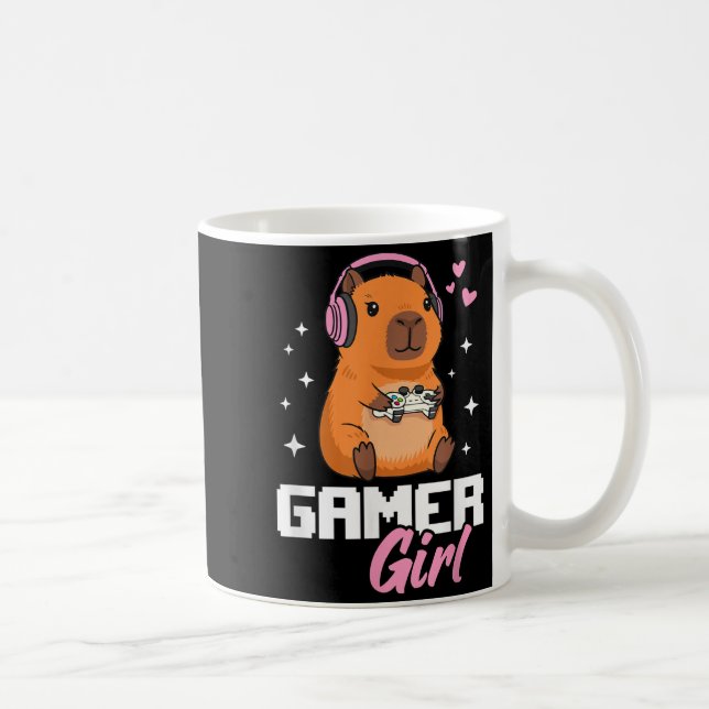 Caneca De Café Capybara Gamer Girl Gaming  (Direita)
