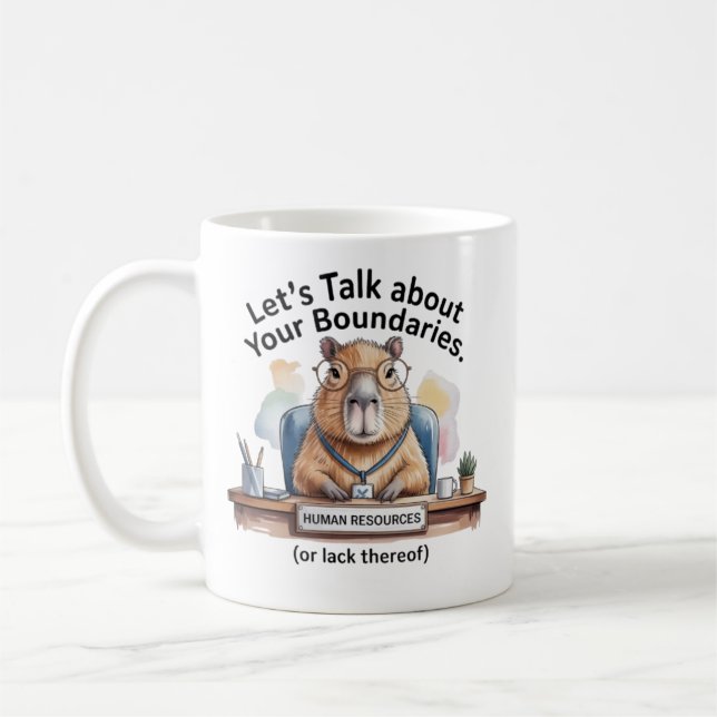 Caneca De Café Capybara HR Mug - Funny Office Boundaries Coffee C (Esquerda)