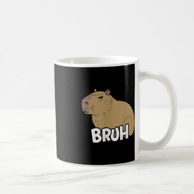 Caneca De Café Capybara Meme Dizendo Bruh Com Meninas Capybara (Direita)