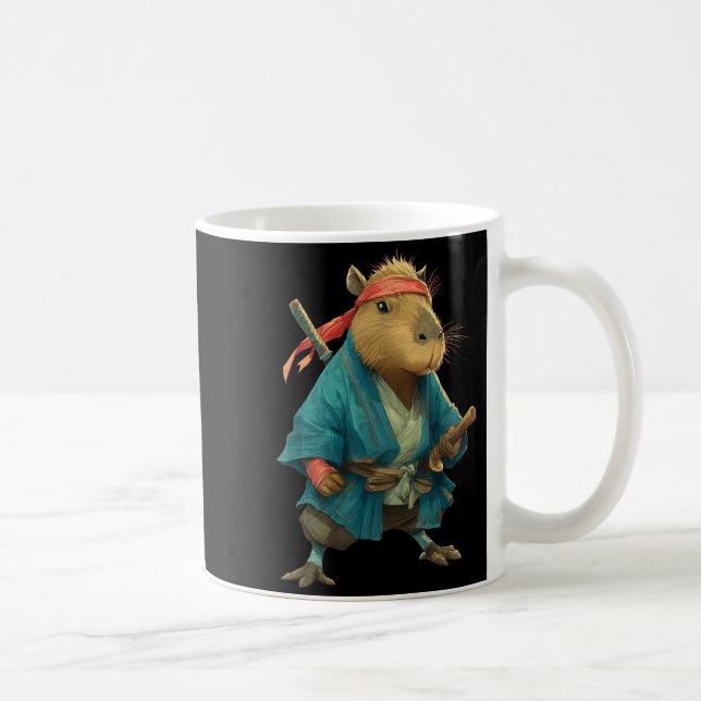 Caneca De Café Capybara Ninja Samurai Japan Funny Japanese Graphi (Direita)