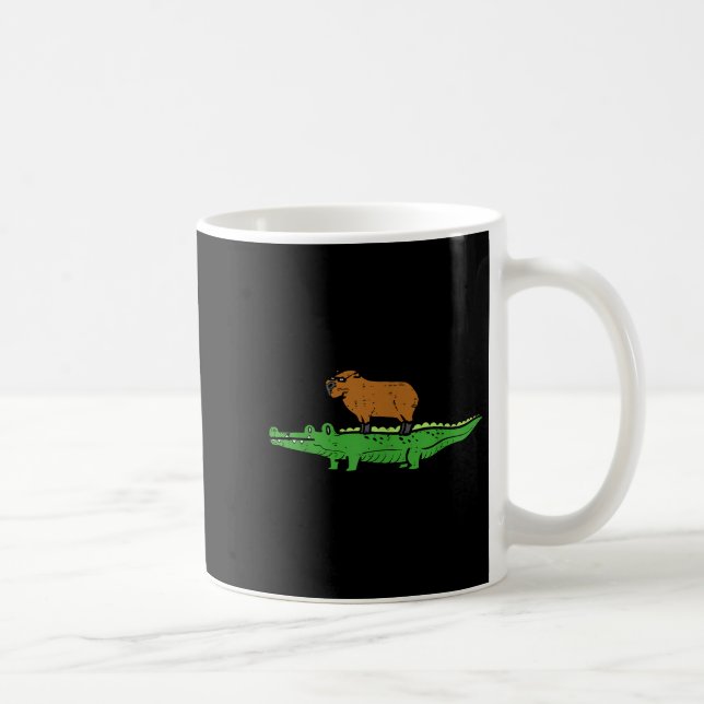 Caneca De Café Capybara On Crocodile Capy Alligator Rodent Men Wo (Direita)