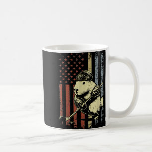 Caneca De Café Capybara Playing Hockey American Flag Capybara Hoc