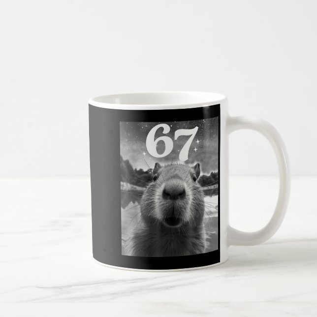 Caneca De Café Capybara Selfie With 67 Meme Capy Graphic For Men  (Direita)