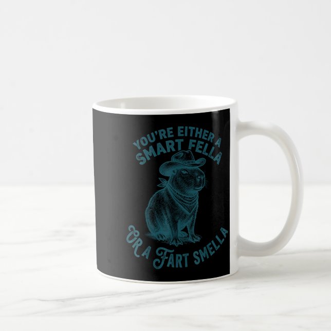 Caneca De Café Capybara Smart Fella Fart Smella Funny Cowboy Humo (Direita)