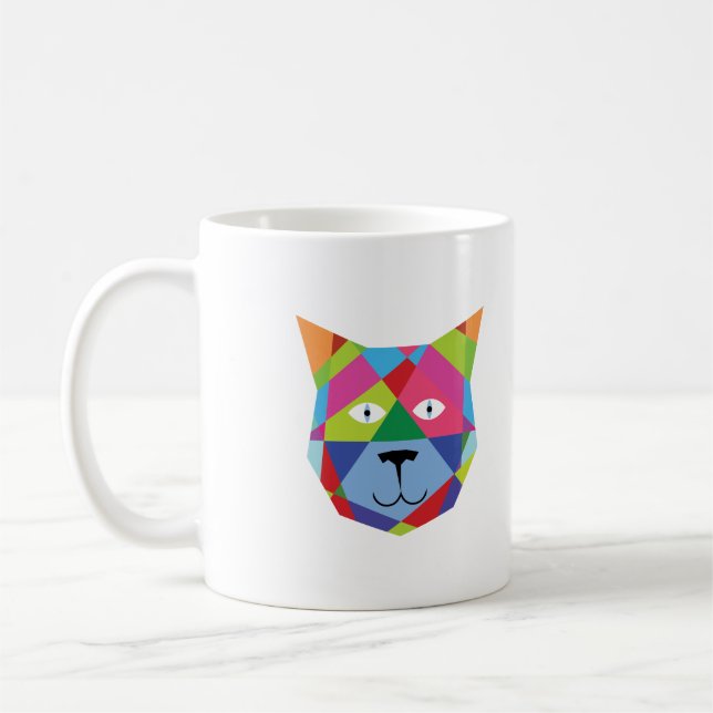 Caneca De Café Cara Colorida de Gato (Esquerda)