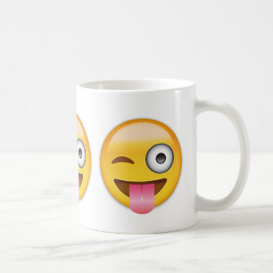 Caneca De Café Cara com a língua e o olho para fora colados Emoj