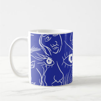 Caneca De Café Cara de beleza: desenho de uma linha.