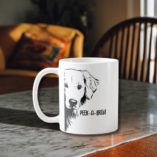 Caneca De Café Cara de Cachorro Engraçado & "Peek-a-Brew" Humor d